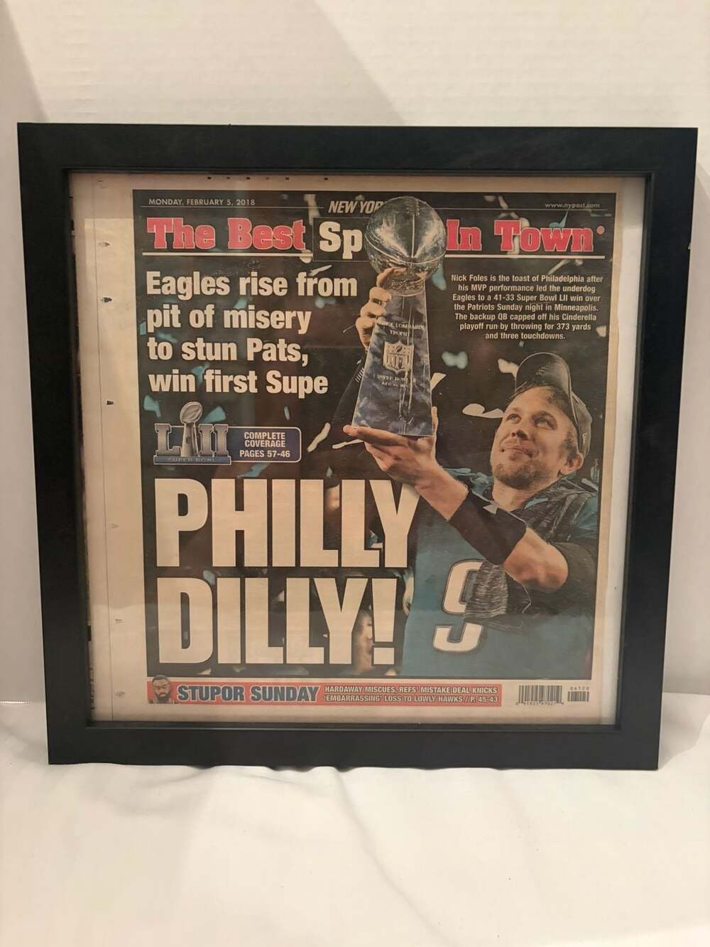 New York Post February 5, 2018 Phili Eagles Super Bowl LII Champion Framed